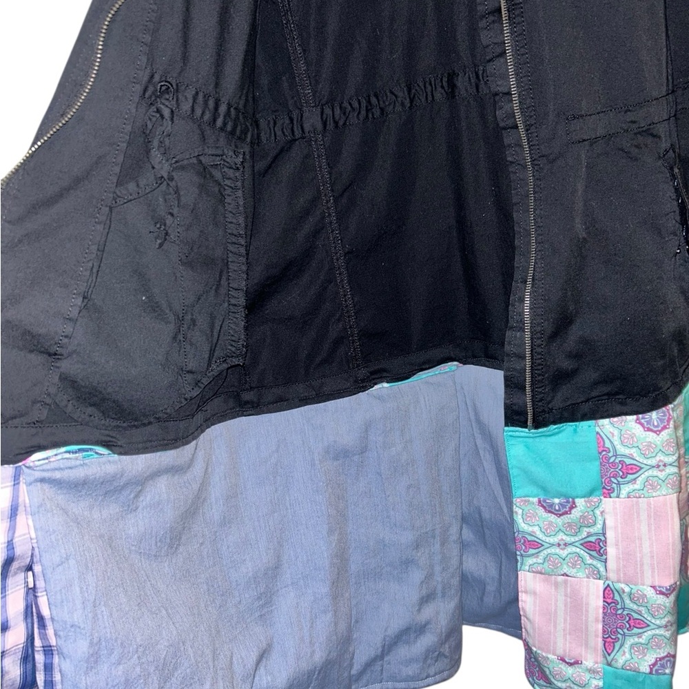 Upcycled Black Patchwork Women's Duster Jacket - image 6
